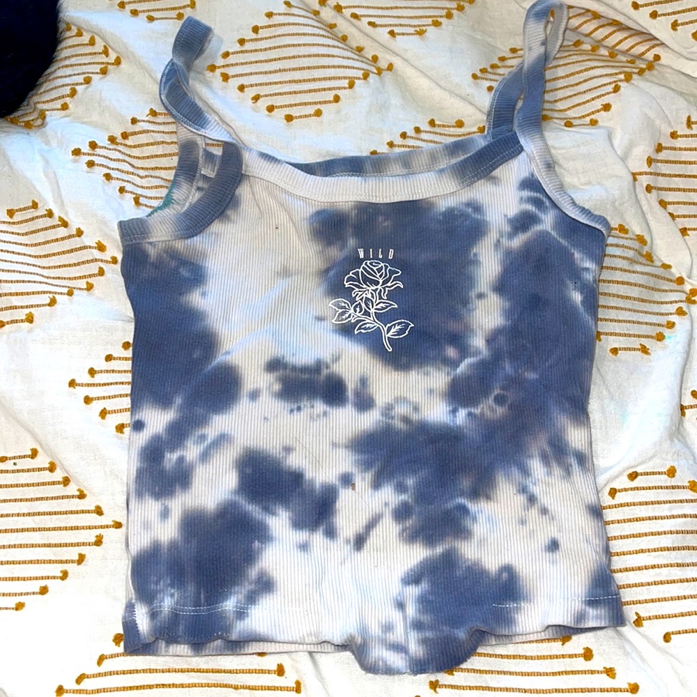 Blue and white tie dye shirt